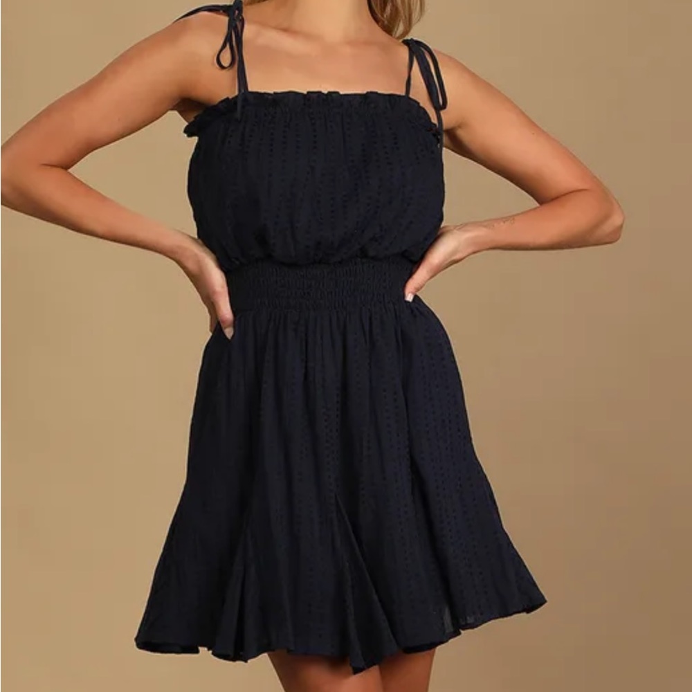 Lulus Navy Tie-Strap Mini Dress